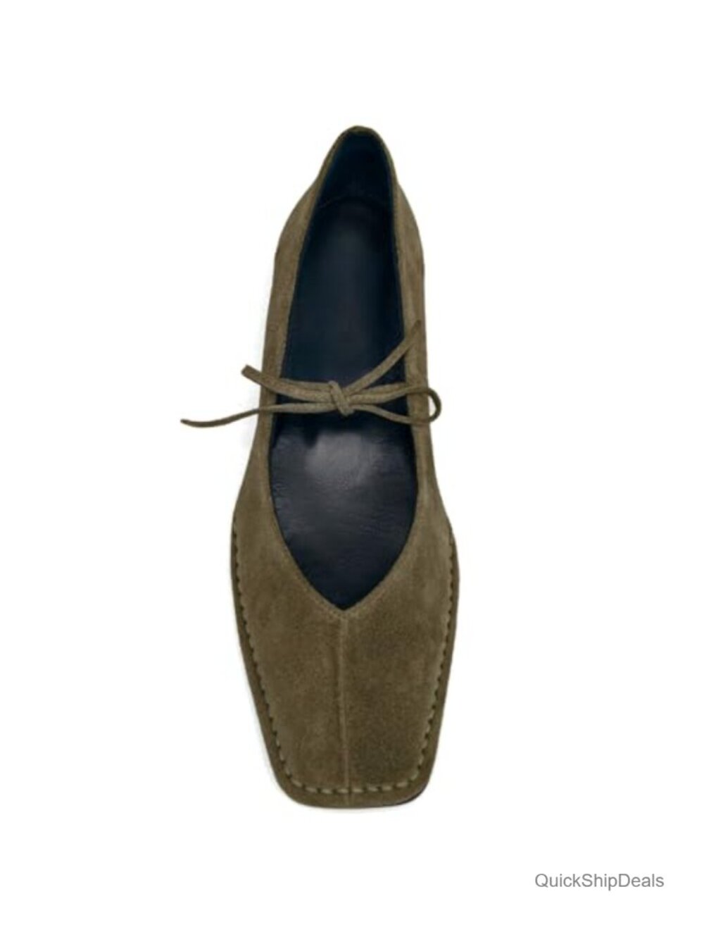 Lace Up Ballet Flats Square Toe Mary Jane Bow Slip On Comfortable Ballerina